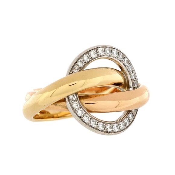 Cartier Trinity Crash Ring 18K Tricolor Gold and Diamonds - - Picture 3 of 3